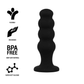 Black silicone anal plug with ergonomic design, flexible, BPA-free, and body-safe material for comfortable use.