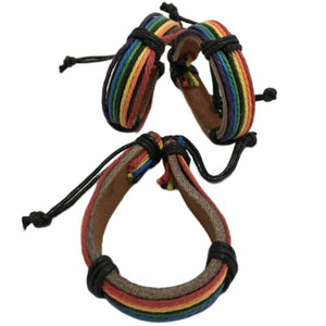 PRIDE - LGBT FLAG BROWN LEATHER BRACELET PRIDE