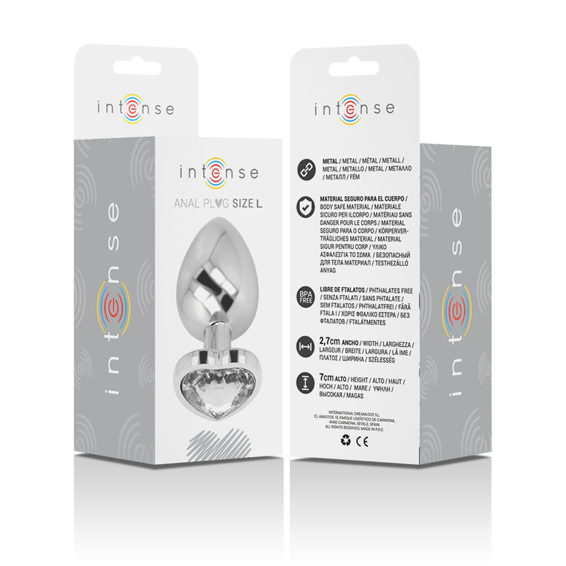 INTENSE - ANAL PLUG METAL ALUMINUM WHITE HEART SIZE L INTENSE ANAL TOYS