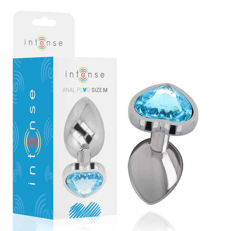 INTENSE - ALUMINUM METAL ANAL PLUG BLUE HEART SIZE M INTENSE ANAL TOYS