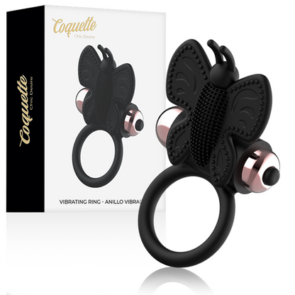 COQUETTE CHIC DESIRE - КОЛЬЦО-БАБОЧКА ДЛЯ ПЕТУШКА С ВИБРАТОРОМ ЧЕРНЫЙ/ЗОЛОТОЙ