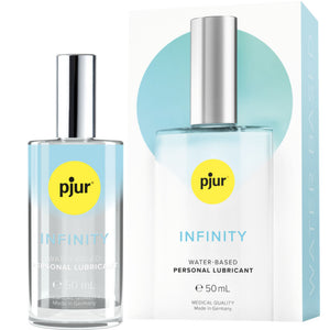 Pjur Infinity Water-Based Personal Lubricant 50ml bottle with packaging, enhances sensation and adventure.
