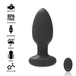 Black&Silver Wells silicone anal rotator with remote control, featuring a powerful motor, BPA-free material, and waterproof design.