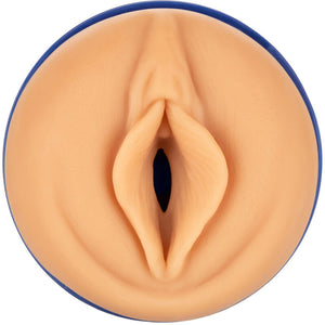 Realistic blonde pornstar-inspired Shona River pussy masturbator with textured skin-colored design for enhanced pleasure.
