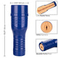 Blue Shona River Pussy Masturbator with realistic texture and adjustable suction, dimensions shown.