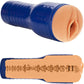 Realistic pornstar masturbator with blue casing and textured interior, designed for lifelike experience.