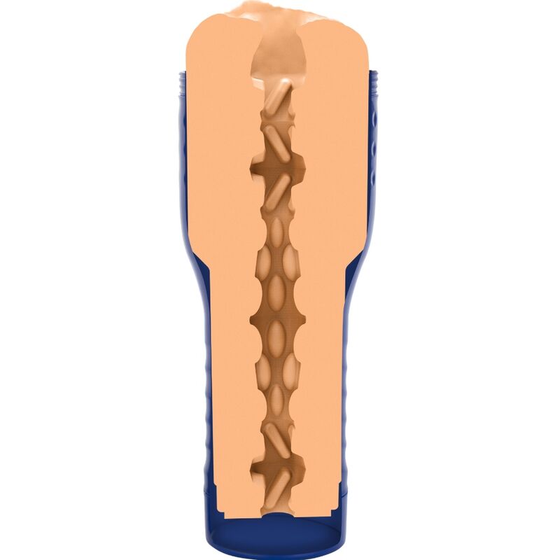 Cutaway view of Gabi Gold Pussy Masturbator showcasing realistic interior texture and tight vaginal orifice for enhanced stimulation.