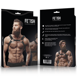FETISH SUBMISSIVE ATTITUDE - MEN'S ECO-LEATHER CHEST HARNESS WITH STUDS FETISH SUBMISSIVE ATTITUDE
