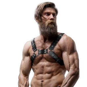 FETISH SUBMISSIVE ATTITUDE - MEN'S ADJUSTABLE ECO-LEATHER CHEST BULLDOG HARNESS FETISH SUBMISSIVE ATTITUDE