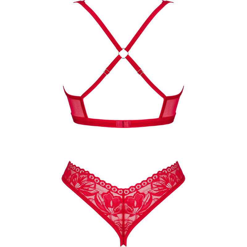 OBSESSIVE - LACELOVE SET ZWEI STÜCK CUPLESS ROT XS/S - LoveYou.lv