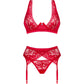 OBSESSIVE - LACELOVE КОМПЛЕКТ ИЗ ТРЕХ ПРЕДМЕТОВ КРАСНЫЙ XS/S