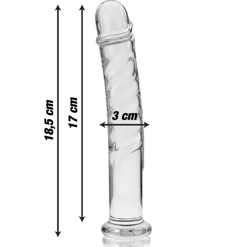 IBIZA SĒRIJA NEBULA - MODELIS 16 DILDO BOROSILIKĀTA STIKLS CLEAR 18,5 CM -O- 3 CM