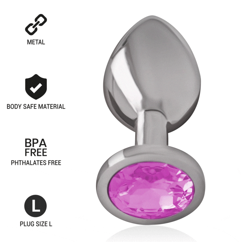 INTENSE - ALUMINUM METAL ANAL PLUG WITH PINK CRYSTAL SIZE L INTENSE ANAL TOYS
