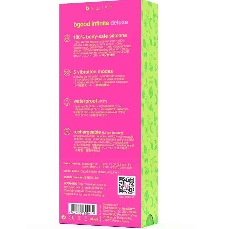 B SWISH - VIBRATEUR RECHARGEABLE BGOOD INFINITE DELUXE SILICONE BLEU B SWISH