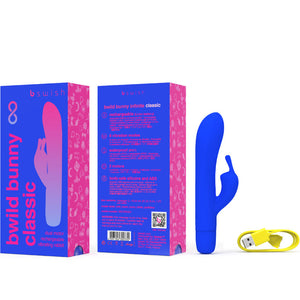 B SWISH - BWILD BUNNY INFINITE КЛАССИЧЕСКИЙ ПЕРЕЗАРЯЖАЕМЫЙ ВИБРАТОР СИНИЙ СИЛИКОН