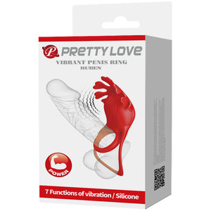 PRETTY LOVE - ВИБРАТОР-КОЛЬЦО RUBEN 7 ВИБРАЦИИ СИЛИКОН КРАСНЫЙ
