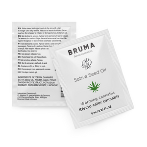 BRUMA Sativa Seed Oil Sliding Gel, Warming Cannabis Flavor, 6 ML sachet packaging