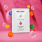 BRUMA Aloe Vera Sliding Gel Bubblegum Flavor 6 ML sachet surrounded by colorful bubbles on a pink background.