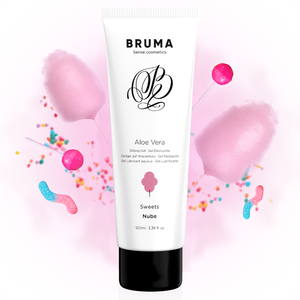 BRUMA Aloe Vera Sliding Gel 100ml with sweets flavor, perfect for smooth and sensual moments, enriched with aloe vera properties.