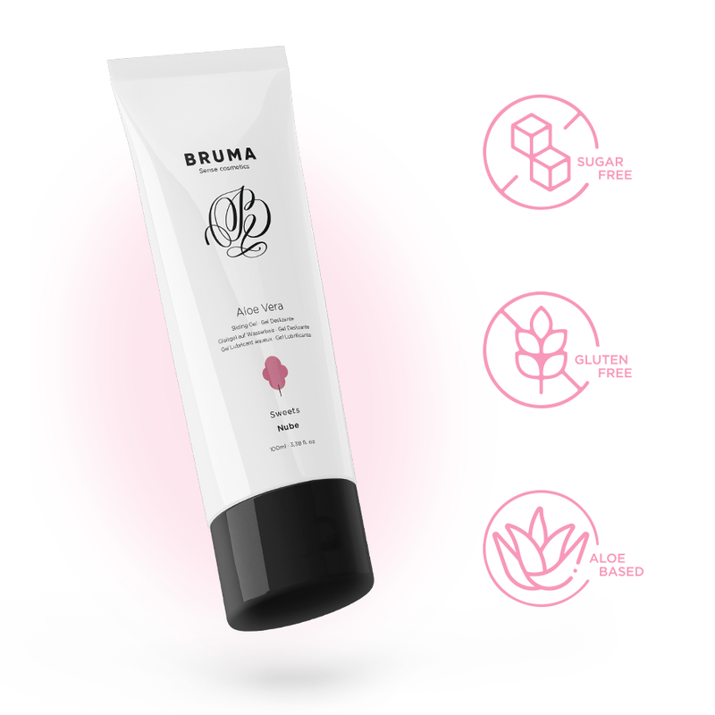 BRUMA Aloe Vera Sliding Gel Sweets Flavor 100ml, sugar-free, gluten-free and aloe-based lubrication.