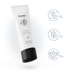 BRUMA Aloe Vera Sliding Gel 100ml with sugar-free, gluten-free, and aloe-based features.
