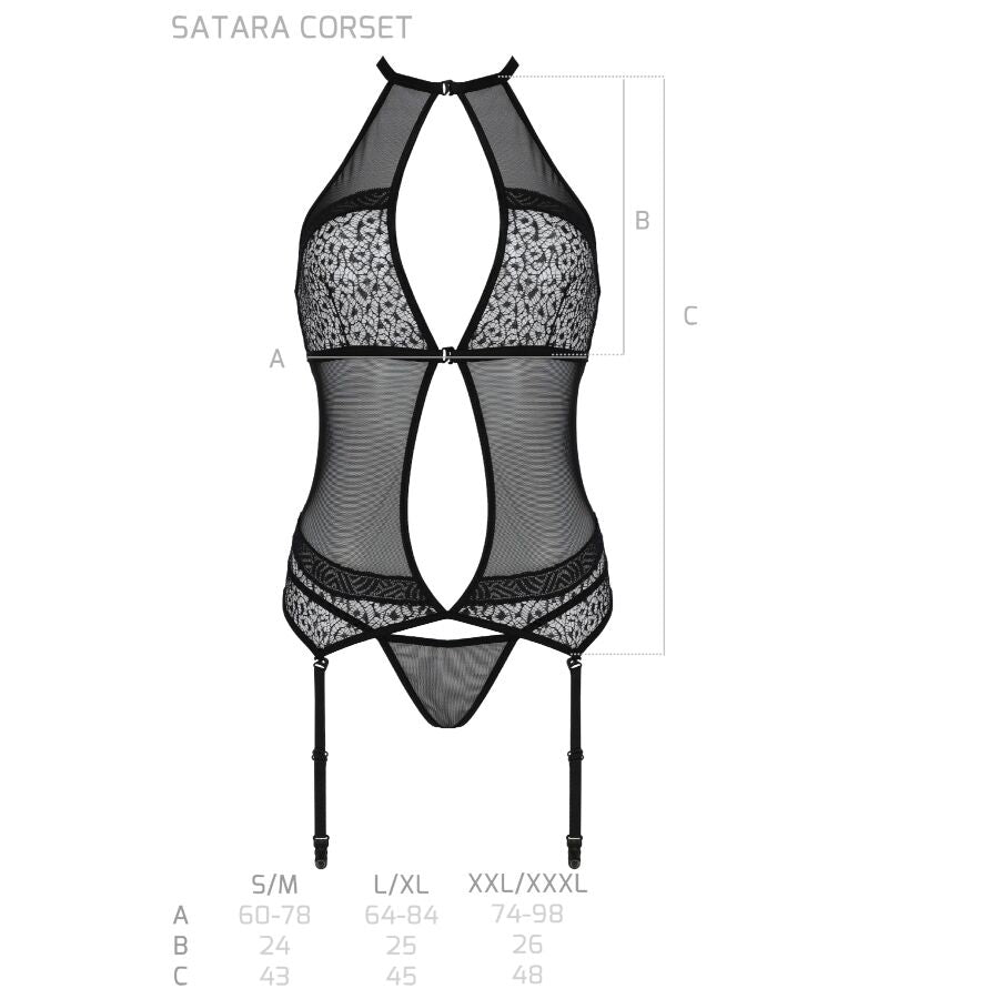 PASSION - CORSET SATARA LIGNE ÉROTIQUE NOIR S/M PASSION FEMME