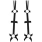 Black arm harness set with wide straps and metallic accents by Obsessive for a bold, eye-catching lingerie accessory.