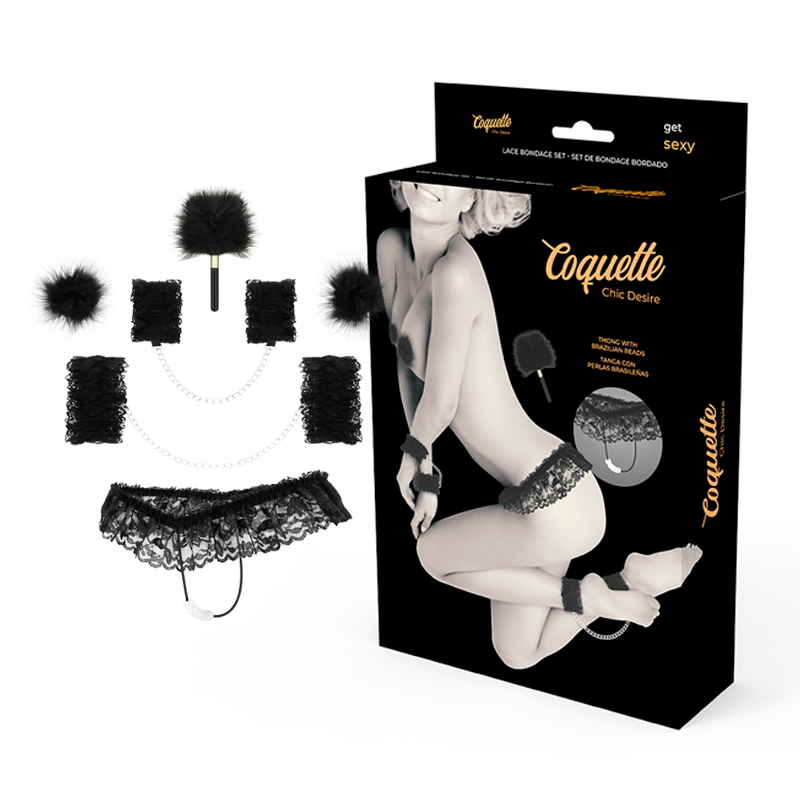 COQUETTE CHIC DESIRE - LACE BONDAGE SET DELUXE BLACK COQUETTE CHIC DESIRE