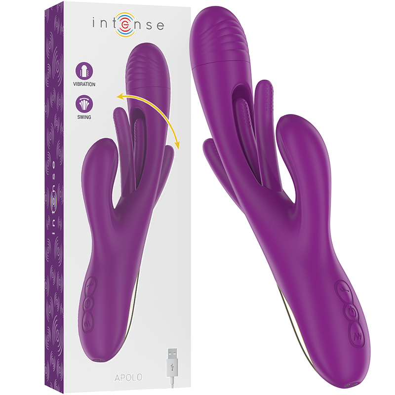 INTENSE - APOLO RECHARGEABLE MULTIFUNCTION VIBRATOR 7 VIBRATIONS WITH SWINGING MOTION PURPLE INTENSE FUN
