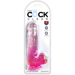 KING COCK - ПРОЗРАЧНЫЙ РЕАЛИСТИЧЕСКИЙ ПЕНИС С ЯИЧКАМИ 13,5 СМ РОЗОВЫЙ