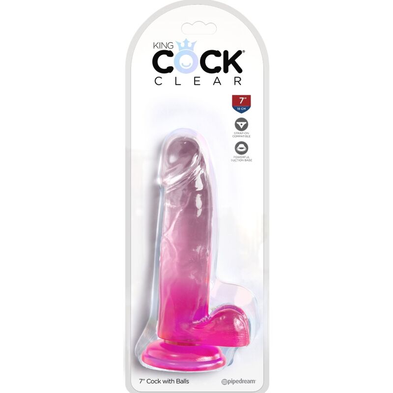 KING COCK - CLEAR REALISTIC PENIS WITH BALLS 15.2 CM PINK KING COCK