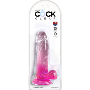 KING COCK - CLEAR REALISTIC PENIS WITH BALLS 15.2 CM PINK KING COCK