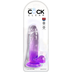 KING COCK - CLEAR REALISTIC PENIS WITH BALLS 15.2 CM PURPLE KING COCK