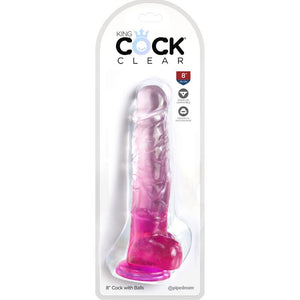 KING COCK - CLEAR REALISTIC PENIS WITH BALLS 16.5 CM PINK KING COCK