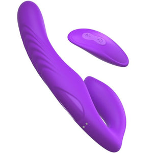 FANTĀZIJA VIŅAI — DUBULTĀS IEDARBĪBAS VIBRATORA TĀLVADĪBAS PULTS 9 VIOLETĀS LĪMEŅI