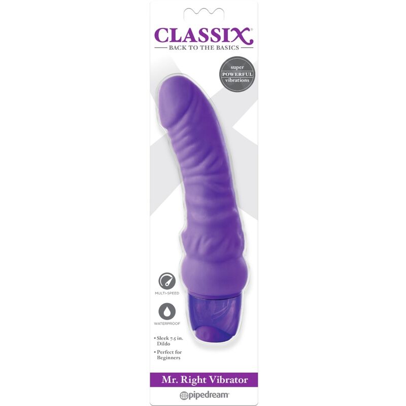 CLASSIX - GODE VIBRANT MR. DROIT MULTI-VITESSES 15,5 CM VIOLET CLASSIX