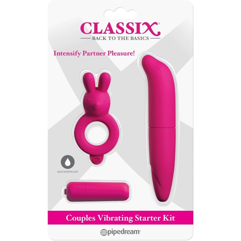 CLASSIX – KIT FÜR PAARE MIT RING, BULLET UND STIMULATOR ROSA CLASSIX