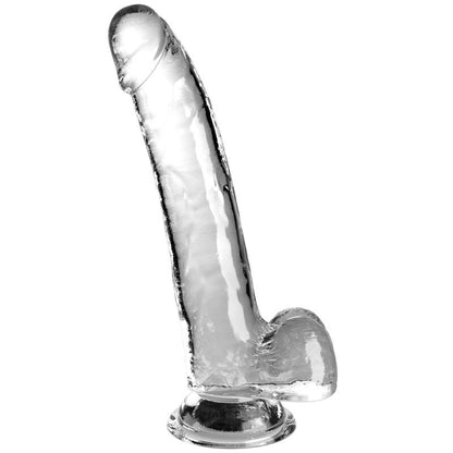 KING COCK — DIDŽS DILDO AR sēkliniekiem 20,3 CM caurspīdīgs