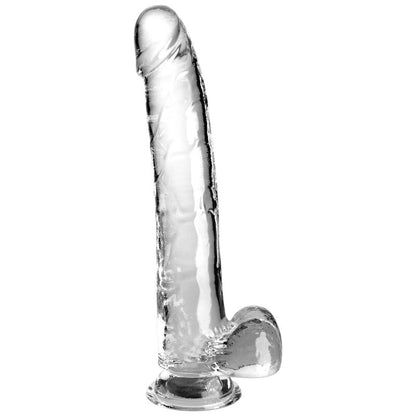 KING COCK — DIDŽS DILDO AR sēkliniekiem 24,8 CM caurspīdīgs