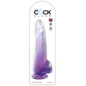 KING COCK - ПРОЗРАЧНЫЙ ДИЛДО С ЯИЧКАМИ 19 СМ ФИОЛЕТОВЫЙ