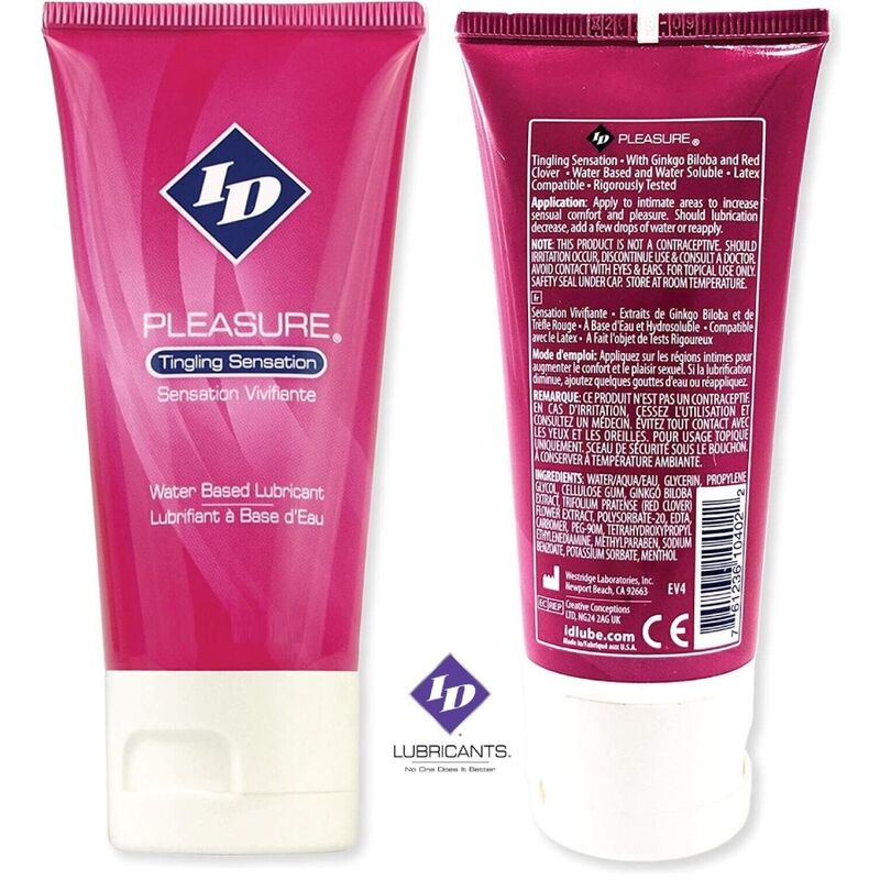 ID PLEASURE - WATER BASED LUBRICANT TINGING SENSATION TRAVEL TUBE 60 ML ID PLEASURE