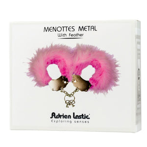 ADRIEN LASTIC - МЕТАЛЛИЧЕСКИЕ НАРУЧНИКИ С РОЗОВЫМИ ПЕРЬЯМИ