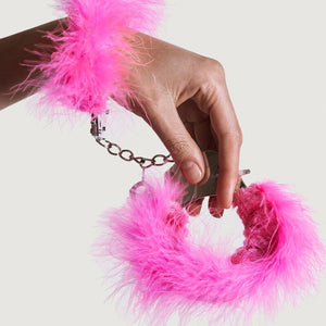 ADRIEN LASTIC - METAL HANDCUFFS WITH PINK FEATHERS ADRIEN LASTIC
