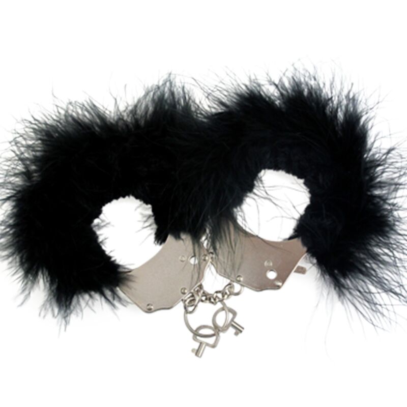 ADRIEN LASTIC - METAL HANDCUFFS WITH BLACK FEATHERS ADRIEN LASTIC