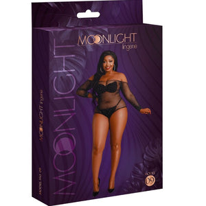 MOONLIGHT - МОДЕЛЬ 9 БОДИ С ДЛИННЫМИ РУКАВАМИ ЯРКО-ЧЕРНЫЙ РАЗМЕР ПЛЮС