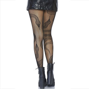 LEG AVENUE - STOCKINGS NET SNAKES BLACK LEG AVENUE HOSIERY