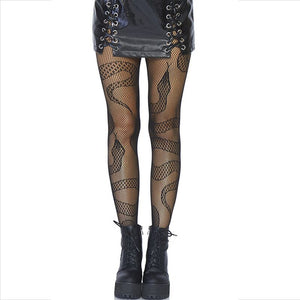 LEG AVENUE - STOCKINGS NET SNAKES BLACK LEG AVENUE HOSIERY