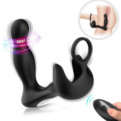 ARMONY — SURROUND VIBRATOR ANĀLAIS UN STIMULĀTORS TESTICULOS &amp; RING TĀLVADĪBAS PULTS MELNĀ