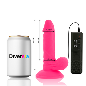 DIVERSIA — ELASTĪGA VIBRĒJOŠA DILDO ROZĀ 17 CM -O- 3,3 CM
