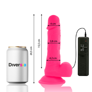 DIVERSIA — ELASTĪGA VIBRĒJOŠA DILDO ROZĀ 20,5 CM -O- 4,2 CM